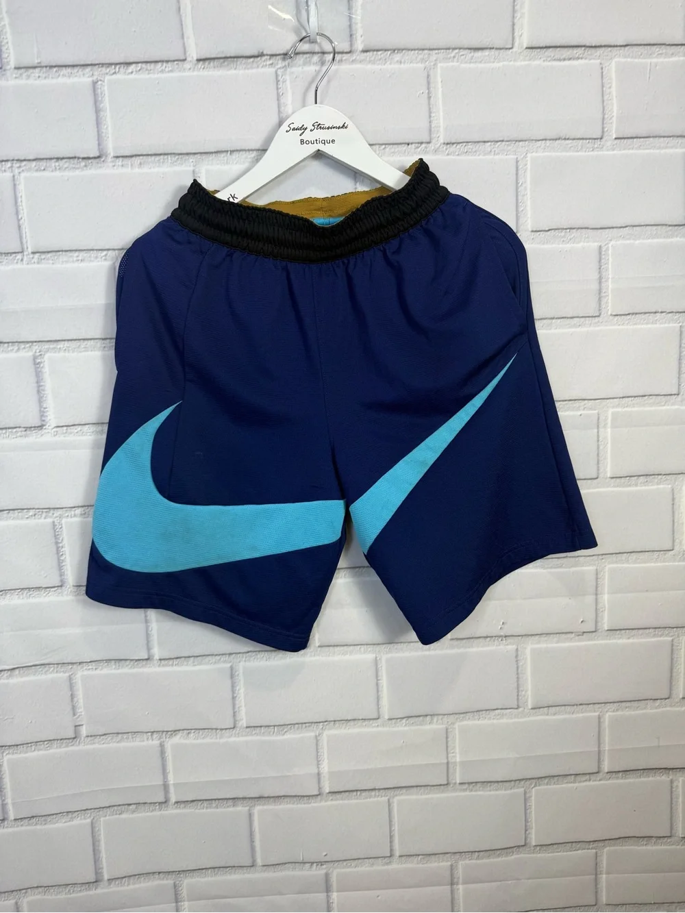 Nike Dri-FIT Big Swoosh Athletic Shorts Blue Boys Size S
